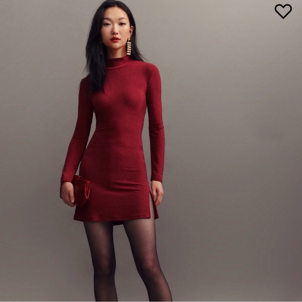 Reformation Hermia Red Sparkle Dress